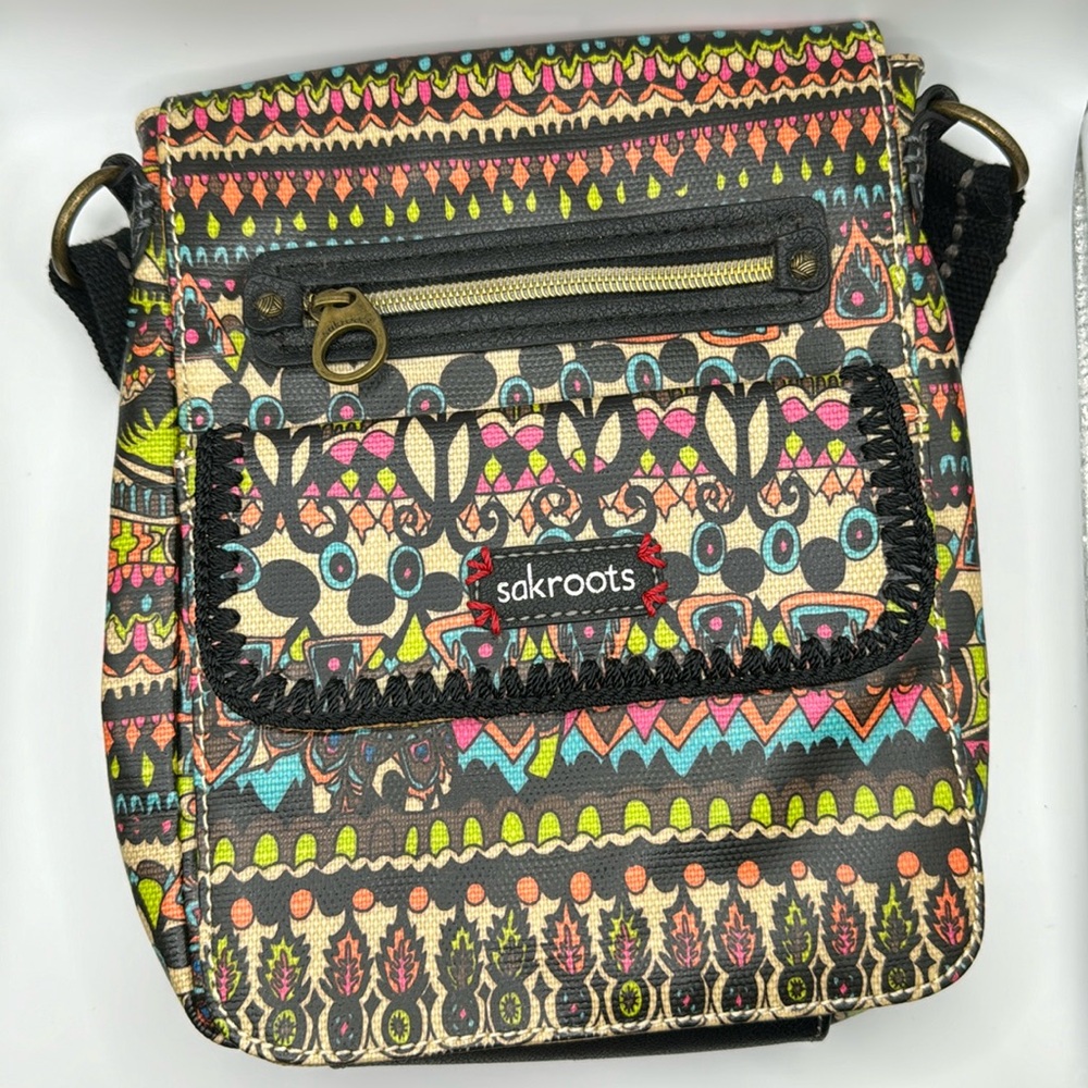 Sakroots Crossbody Purse Neon One World Print